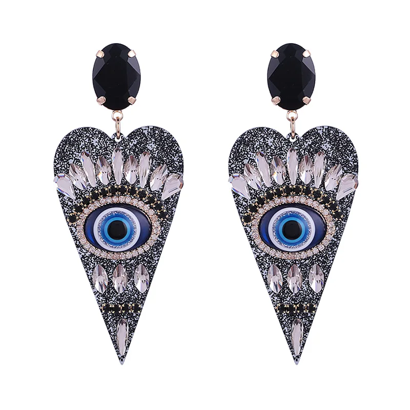 Black Sehuoran Brincos Aretes De Mujer большие серьги из смолы с кристаллами в виде сердца и угловым глазом Oorbellen серьги для женщин ювелирные изделия - Окраска металла: Black