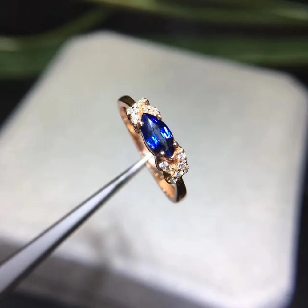 2017 кольца Qi Xuan_Dark Blue Stone простой и элегантный Ring_S925 твердый серебряный модный