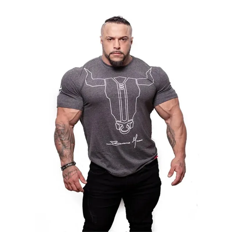 Мужская футболка с круглым вырезом Повседневная принтом для бодибилдинга лето