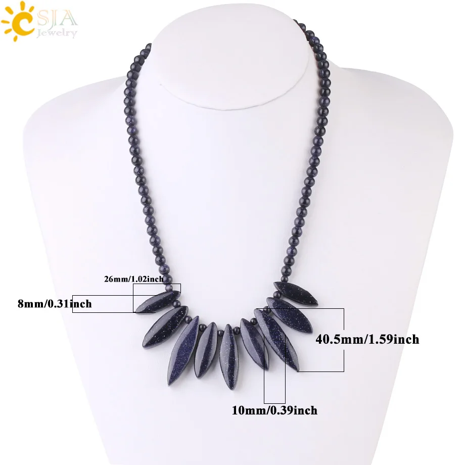 Женское Ожерелье CSJA геометрические кулоны из натурального камня с синим песком и