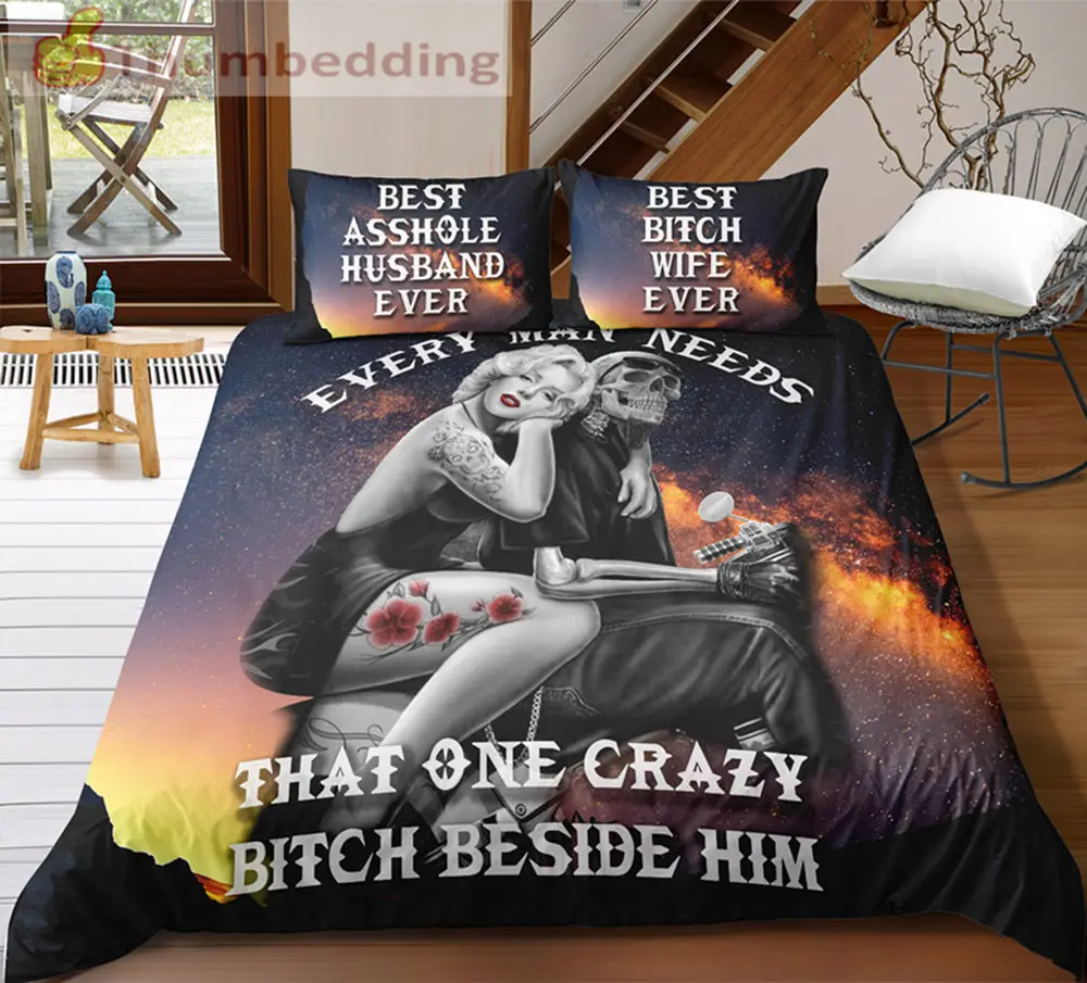 Thumbedding Dropship Sexy Girl Beside Skull Bedding Set 100% Microfiber Innovative Unique Designed 3D Duvet Cover | Дом и сад