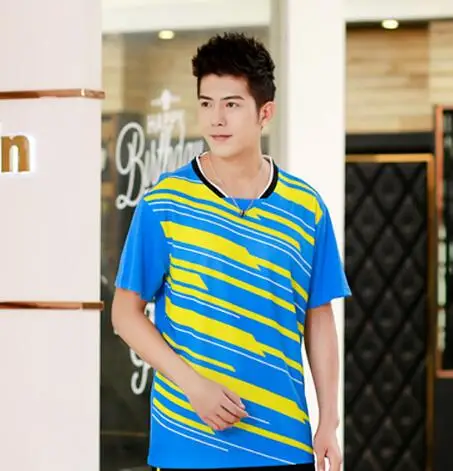 men blue shirt Новая футболка для бадминтона, Детские теннисные майки для мужчин и женщин, рубашка для настольного тенниса, шорты, одежда, Детская Спортивная футболка - Цвет: men blue shirt