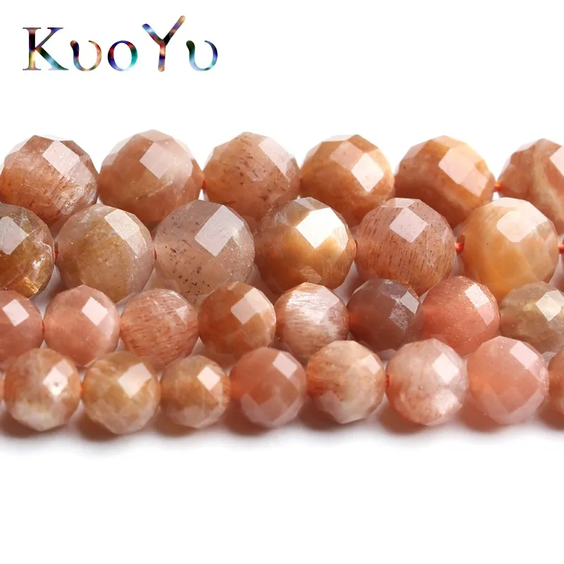Натуральные граненые бусины Sunstone, драгоценные камни, свободные бусины-разделители для самостоятельного изготовления ювелирных изделий, браслеты, ожерелья 7,5 дюйма, 6 мм/8 мм