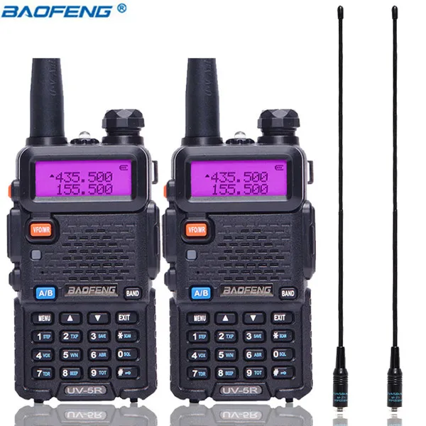 2 шт BaoFeng UV-5R портативная рация VHF/UHF136-174Mhz& 400-520Mhz Двухдиапазонная двухсторонняя радио Baofeng портативная UV5R радиоантенна - Цвет: Black add 2 NA-771