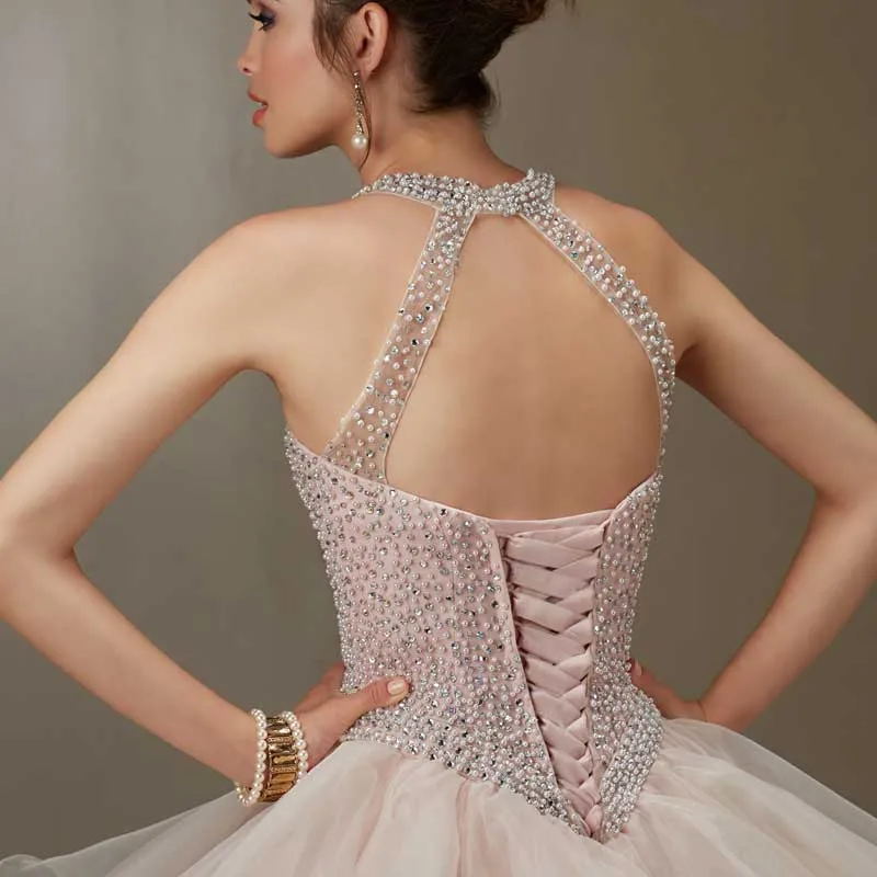 Девушки 2016 Потрясающие Quinceanera Платья Sexy Холтер Шеи Бисероплетение Жемчуг