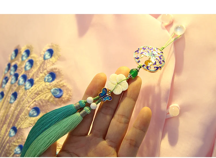 Китайский древний стиль cheongsam Hanfu cloisonne бабочка двойная кисточка давление кулон Талия
