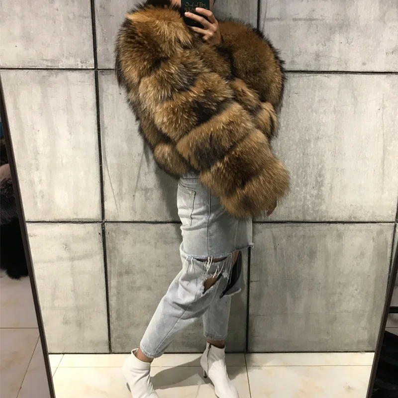 Из меха енота куртка для женщин настоящие кожаные пальто с мехом натуральная из