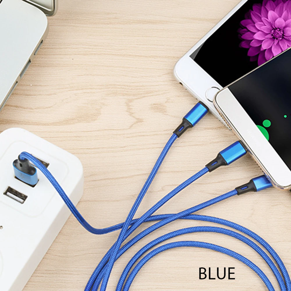 VOXLINK 3 в 1 USB кабель для iPhone XS Max XR X 8 7 зарядное устройство Micro USB кабель для Android USB TypeC кабели для мобильных телефонов