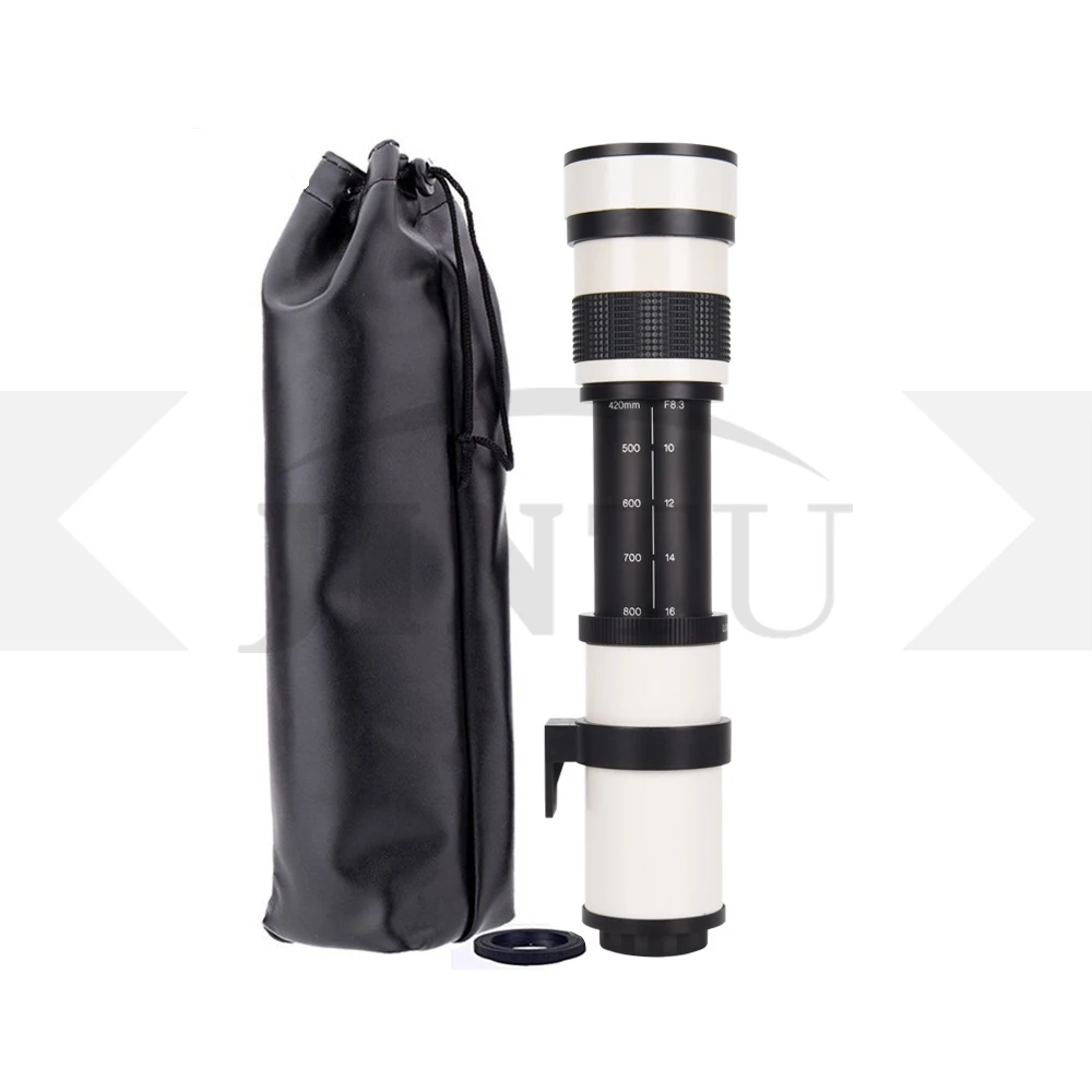 JINTU белый 420-800 мм F/8 3-F16 MF ручной телеобъектив + T2 для камеры CANON EOS M M1 M2 M3 M4 M5 M6 M10 M50 M100