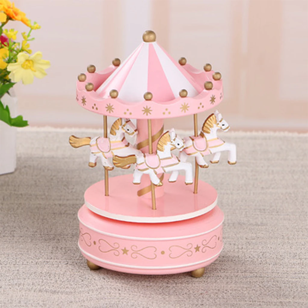 Новая деревянная музыкальная шкатулка Merry Go Детская игра домашний декор карусель