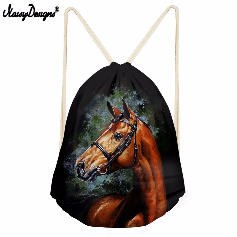 Noisydesigns Женская Повседневная сумка на шнурке Sackpack Horse cool Печатный Рюкзак Дорожная