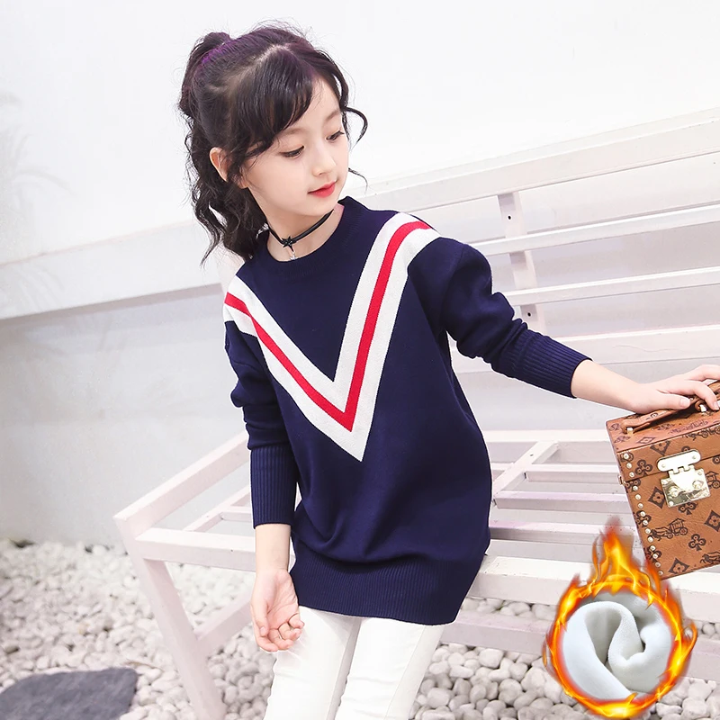 Свитера для девочек из хлопка и бархата Свитеры женщин Обувь зимняя верхняя