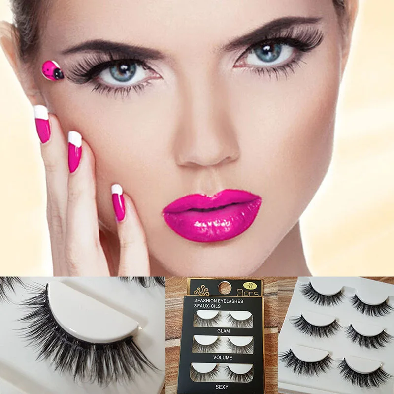 New 3 pairs 3D Mink eyelashes natural false soft fake eyelash extension hand made eye lashes | Красота и здоровье