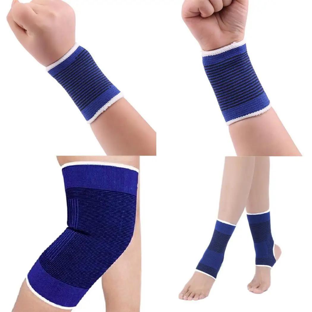 1 пара эластичные наколенники синие для спортзала Опора артрит ног ушиб рукав