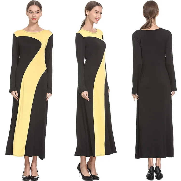 2019 Muslima Jubah Fashion Basic женское желтое Черное Длинное Платье Макси|Женские платья| |