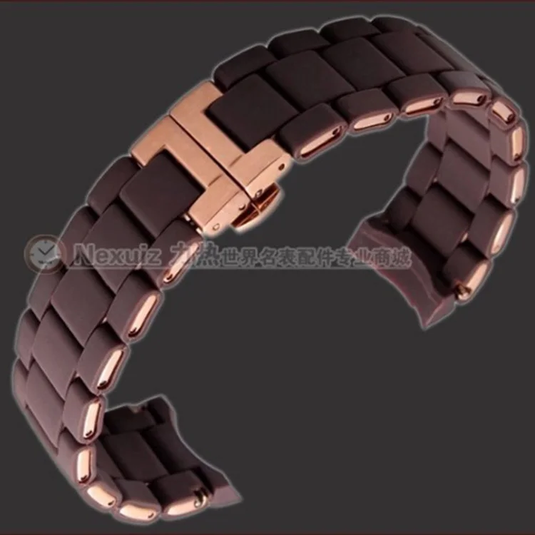 Ремешок для часов силиконовый браслет из розового золота с пряжкой стальной