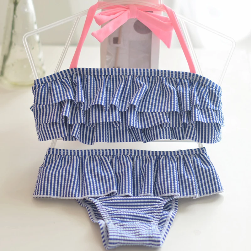 

1-8 Years Baby Girl Swimsuit Striped Bathing Suits For Children Two Pieces Swimwear Beach Bikini Set Girls Biquini Infantil Suit