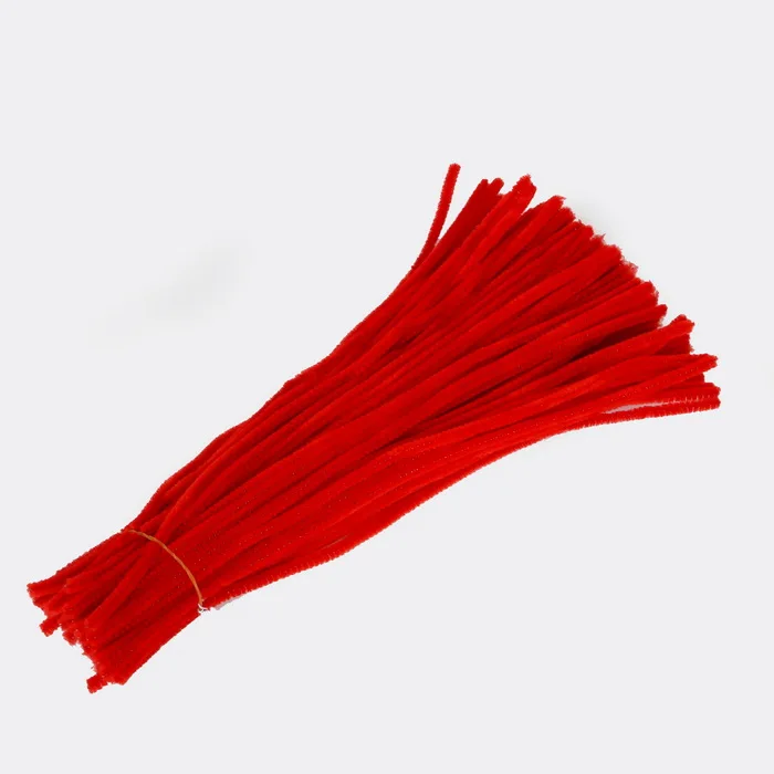 Red 100 шт 5 мм х 30 см многоцветные пбция стебли синели, очистители труб вечерние принадлежности ручной работы Diy Art Craft - Цвет: Red