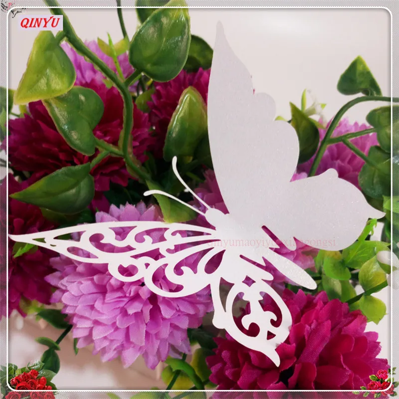 DIY Butterfly 100 pcs 21 color Place Escort Wine Glass Cup Paper Card for Wedding Party Home Decorations Name Cards 8z | Дом и сад