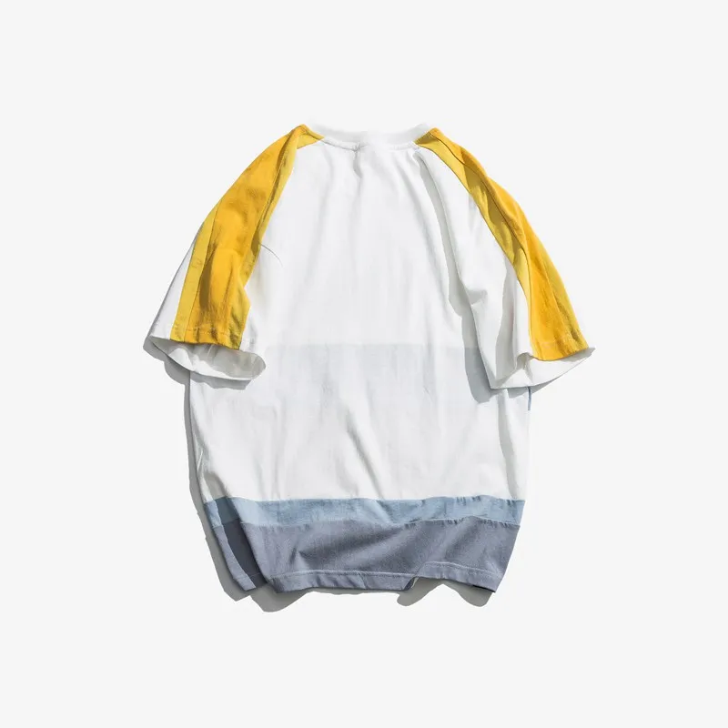 LBL 2019 Весна и лето новый желтый рукав сшивание с коротким рукавом мужская