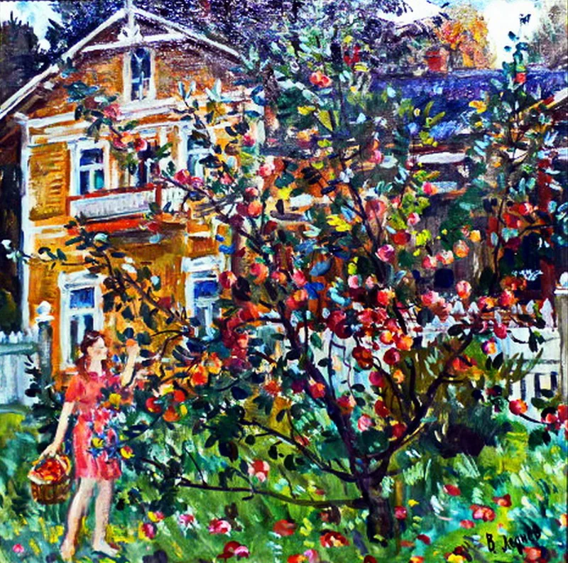 Ручная роспись урожая фруктового дерева на масляном холсте для домашнего декора