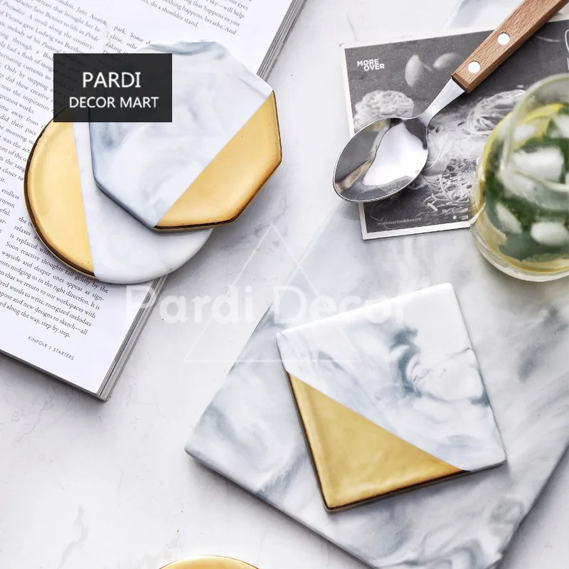 Позолоченный край керамический коврик для ужина горшка 1 шт./лот|cup mat|place matpot mat |