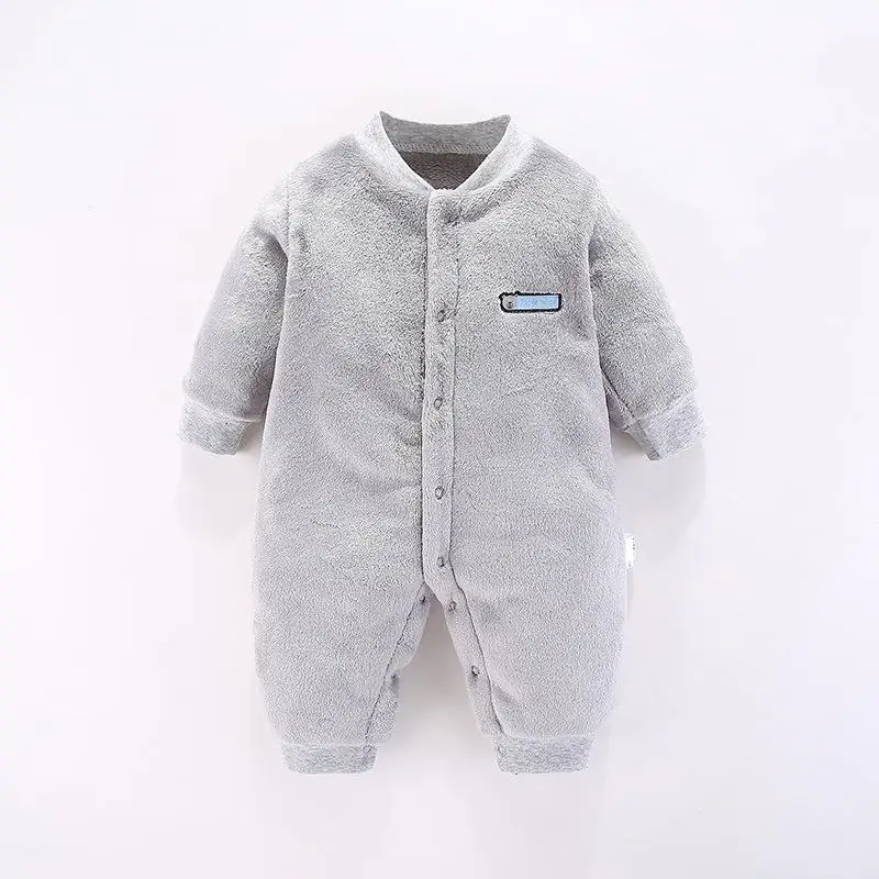 grey Новинка года; флисовая одежда для новорожденных комбинезон с длинными рукавами и рисунком для малышей; сезон весна-осень; теплый комбинезон для альпинизма; детская пижама - Цвет: grey