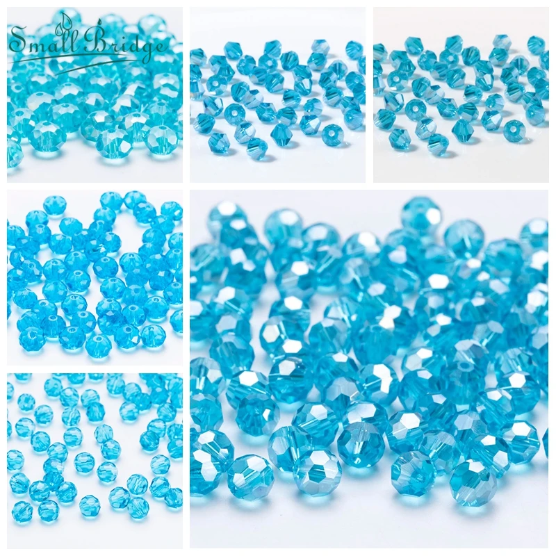 

Lake Blue Transparent Ball Glass Beads Making Necklace Bracelets Accessories for Fashion Women Loose Spacer Crystal Beads Z109