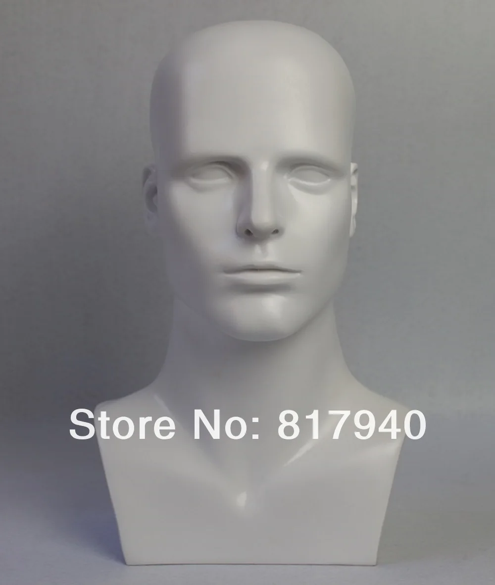 Новейший! Высокое качество белый глянец манекен мужчины из стекловолокна голова - Фото №1