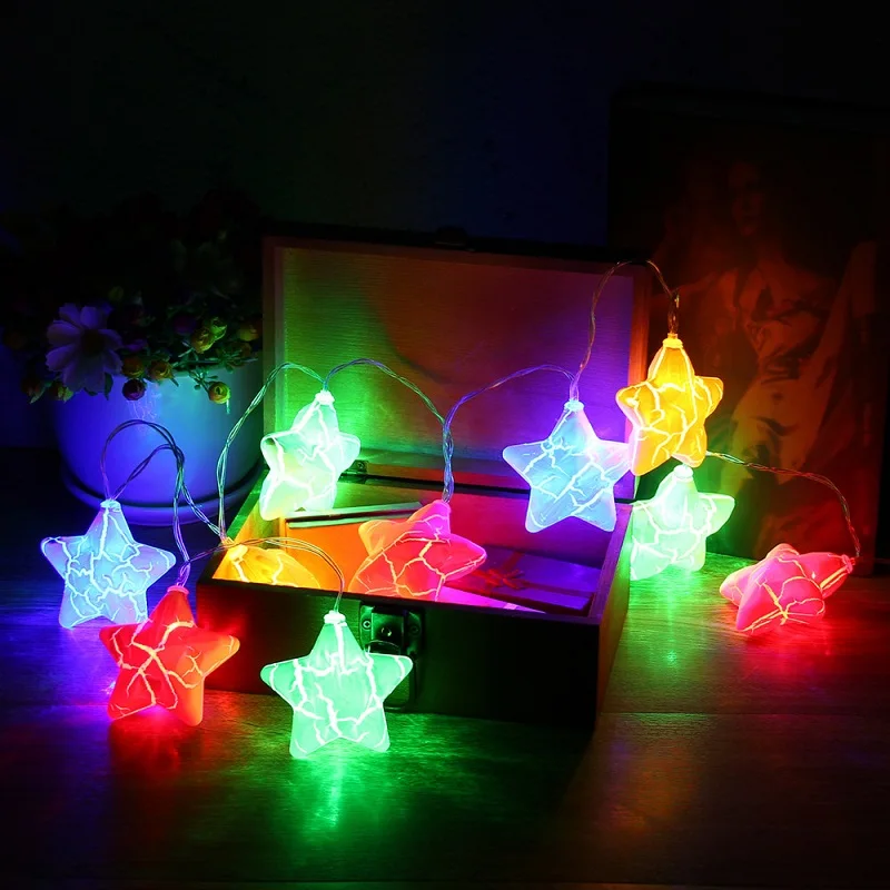 USB Ice Crack Star Shape String Lamp 1 5 м 3 LED Balls Light на батарейках Декоративный Рождественский