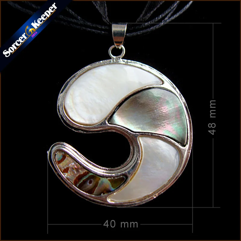 SorceKeeper Natural Paua Abalone Shell Round Necklace Pendants Jewelry New Fashion Bijoux Women Leather Chain Necklaces SKA06 | Украшения и