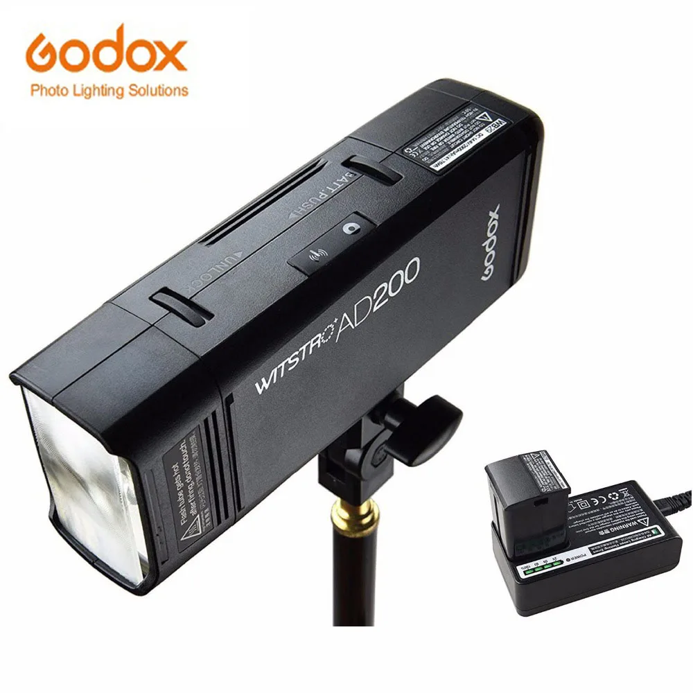 Карманная вспышка Godox AD200 с GN52 GN60 200 Вт мощностью 2 4G Беспроводная система X TTL HSS 1/8000s