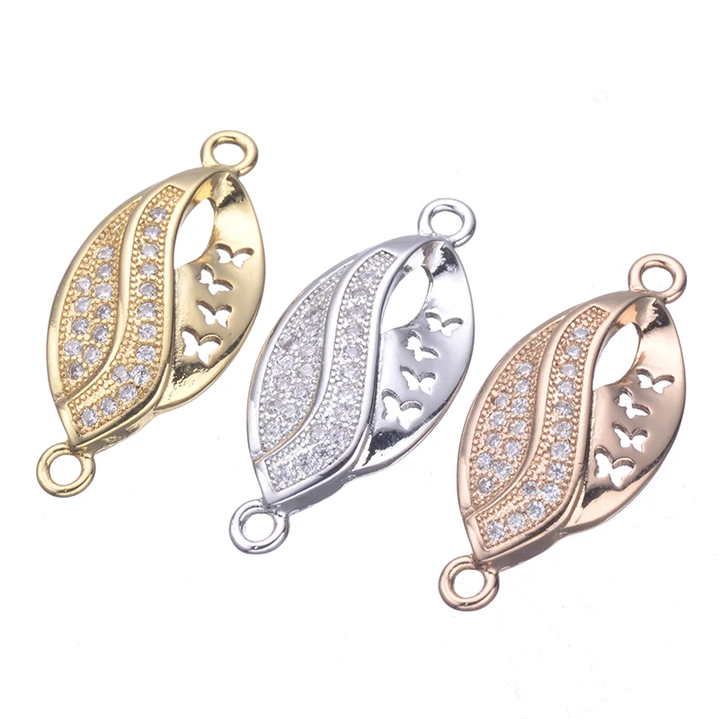 5 шт. Diy европейская циркониевая бабочка в листе шармы для изготовления ювелирных