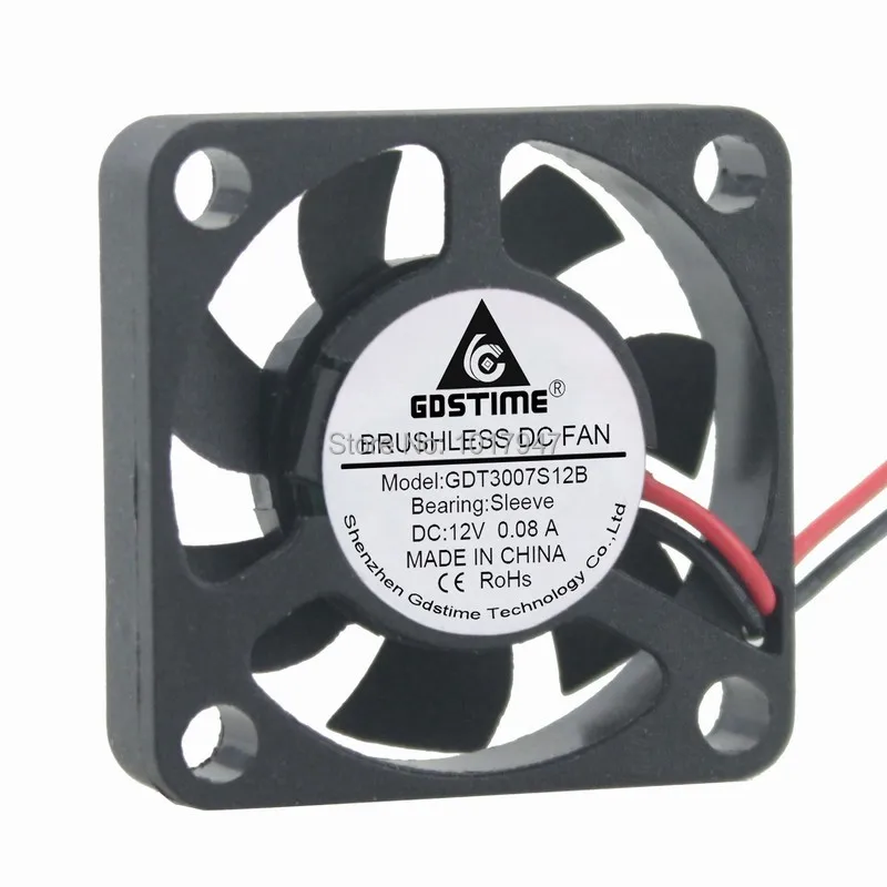 1000 шт./партия, бесщеточный вентилятор радиатора Gdstime 12 В 2 контакта 30x30x7 мм 3 см 30 мм 3007 с DC