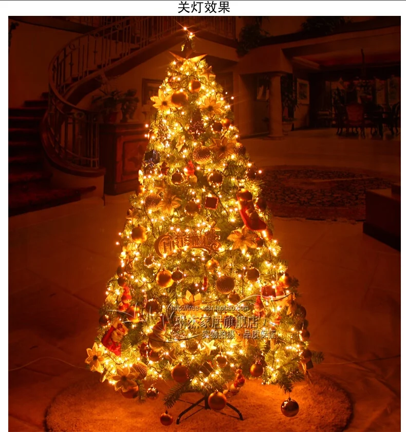 3 M Золотой Декор Рождественская елка kerstboom sapin de noel artificiel arbol de navidad con luz светодиодные árvore de natal хвоинка natal