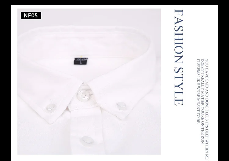 Осень Оксфорд рубашка для мужчин одноцветное цвета Slim Fit с длинными рукавами и пуговицы подпушка Smart повседневное белые рубашк