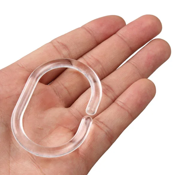 Новые 24 шт пластиковые прозрачные C Тип Ванная комната душ занавес лайнер Крючки