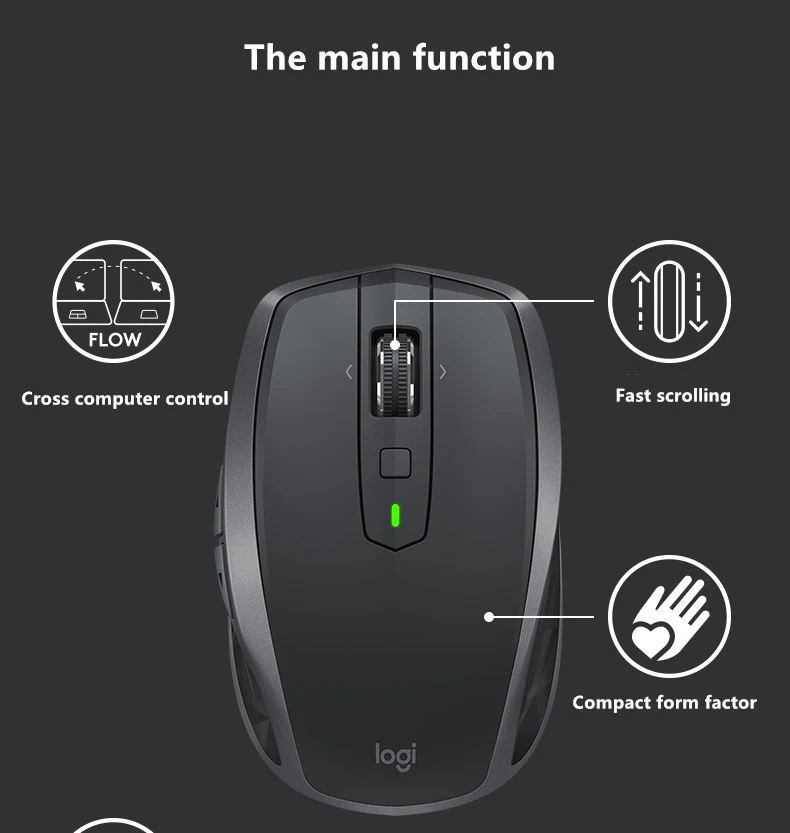 Отремонтированное от производителя: Беспроводная мышь logitech MX Anywhere 2S 4000 dpi, перезаряжаемая Bluetooth игровая мышь с приемником