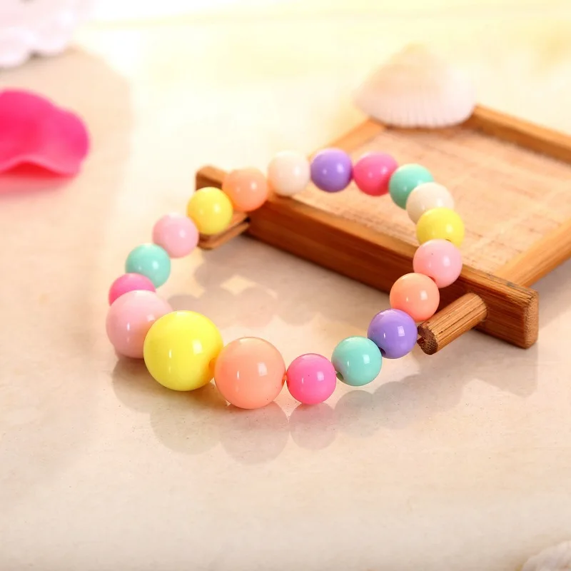 METOO Girls Jewelry for Kids Necklace Bracelet Beads Resin Ball Candy Color Princess Baby Multicolor Children | Украшения и