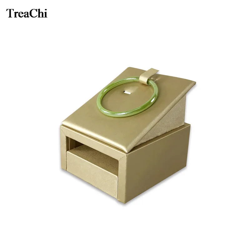 

Big Size Wooden Gold Jade Bangle Anklet Jewelry Display Storage Holder Gold PU Bracelet Jewelry Organizer Exhibition Stand Tower