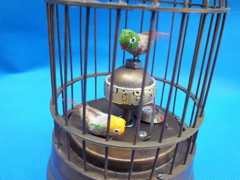 Редкая латунная птичья клетка механические настольные часы будильник | Дом и сад