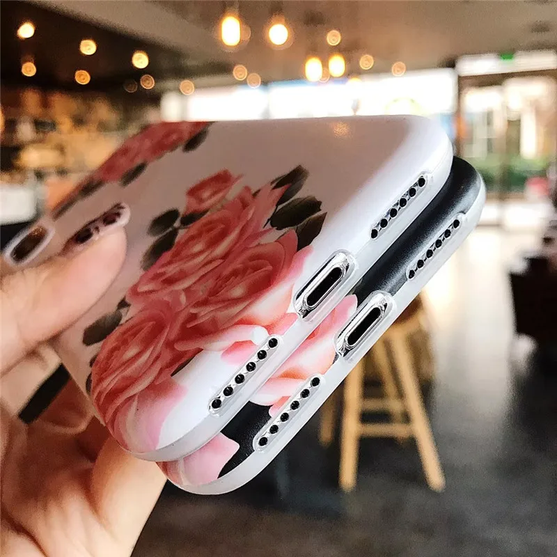 Retro Flowers Phone Case For iphone XS Max X XR 6 S 7 8 Plus Back Cover Fashion IMD Cases Capa |