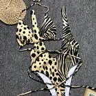 Женский бандажный бюстгальтер-бикини, пуш-ап, с мягкими чашечками, купальный комплект, купальники из двух частей, с принтом в стиле пэчворк, на шнуровке, с высокой талией