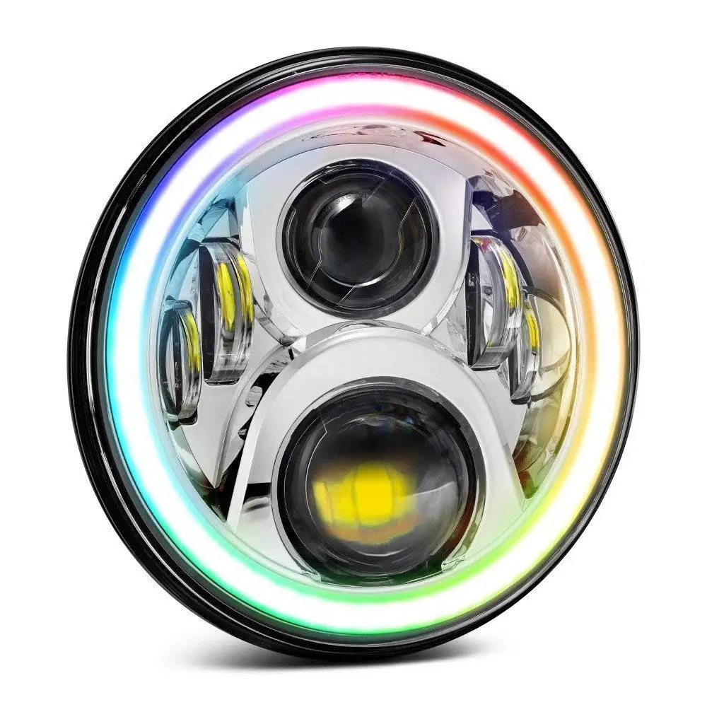 Цветная (RGB) Halo 7 дюймовый светодиодный фар для Wrangler &quotкруглые дневные ходовые