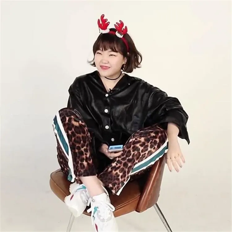 Kpop TWICE Momo же леопардовые бархатные штаны с высокой талией женские корейские Harajuku стильные спортивные штаны Осенние теплые брюки женская одежда