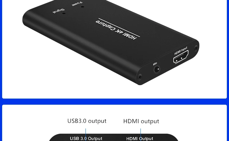 KuWFi USB3.0 HDMI 4K60Hz Захват видео с HDMI на USB Захват видеокарты Dongle Игра Потоковая трансляция в прямом эфире с входом MIC