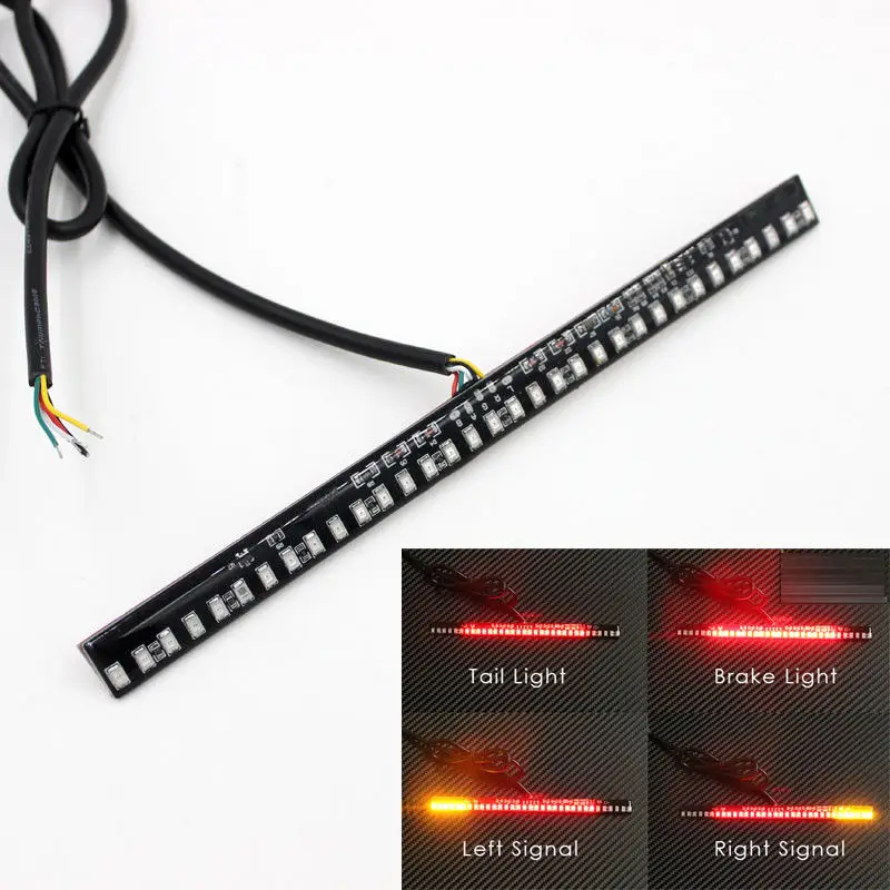 

33SMD Motor LED Bar Brake Motorcycle Tail Light Turn Signal Lamp Universal