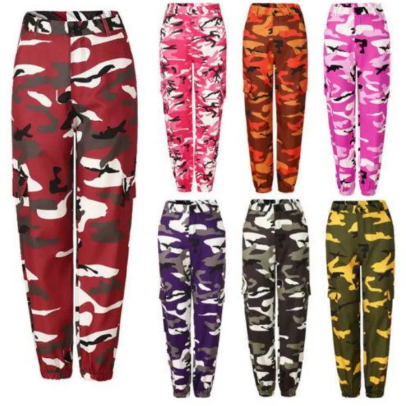 2018 Модные женские Camo брюки карго Повседневное в стиле милитари армейские