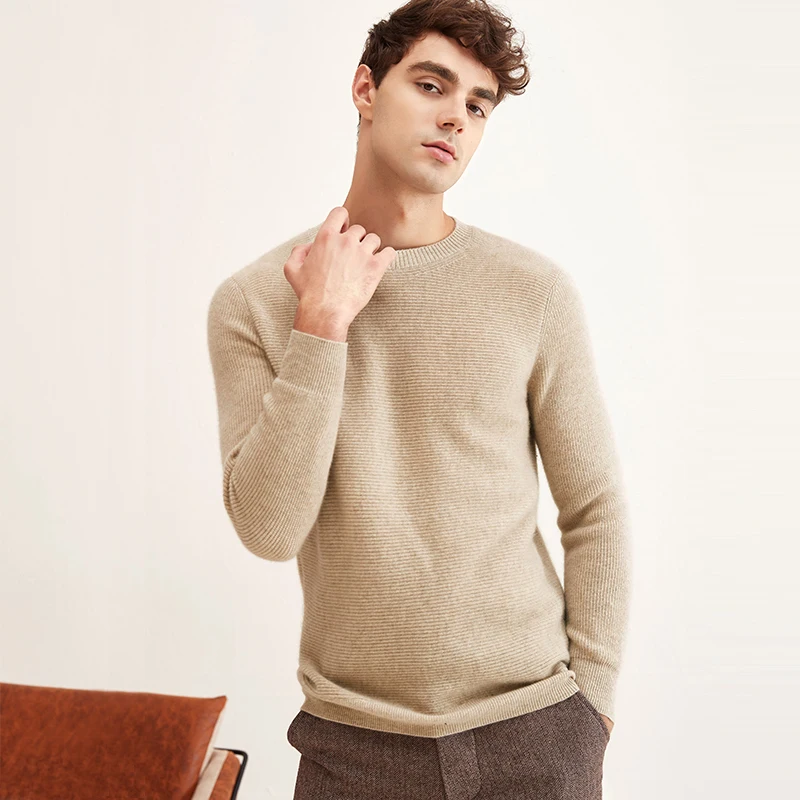 

ZHILI Men's O-Neck Pure Color Cashmere Sweater