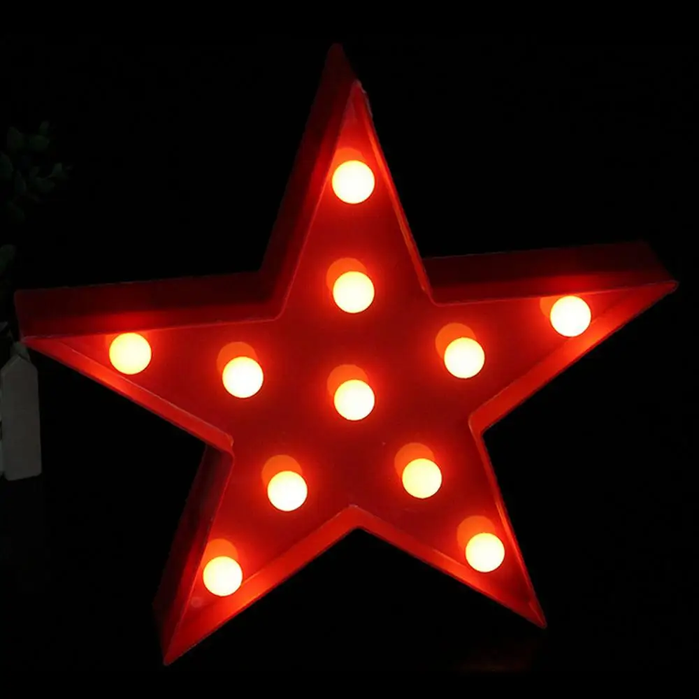 star Red Светодиодный ночник, Настольный светильник, светящаяся звезда, сердце, фламинго, ананас, Рождественская елка, вечерние украшения для дома, 3D настольная лампа - Цвет: star Red